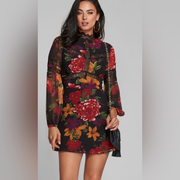 Guess by Marciano Dresses & Skirts - Guess by Marciano Floral Lace chiffon dress. NWOT.